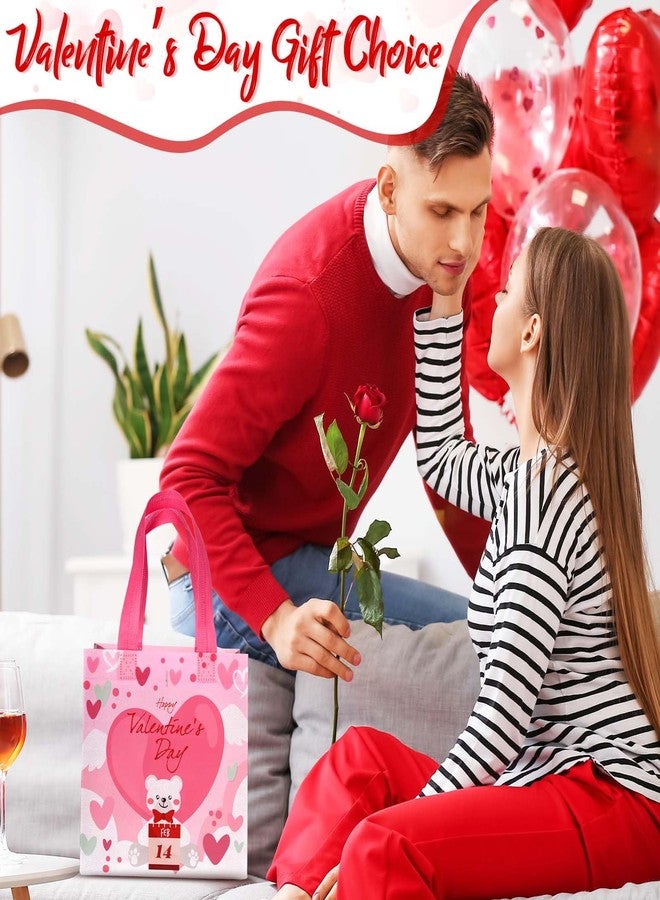Clysee 60 Pcs Valentine's Day Gift Bags with Handles Non Woven Reusable Treat Bags Waterproof Tote Bags for Kids Gift Wrapping - Image 5